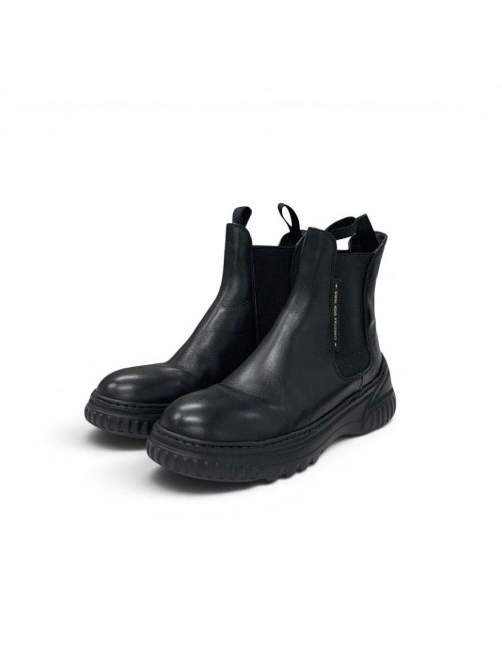 Dior Boots Short Shoes Leather Black Logo Side Gore